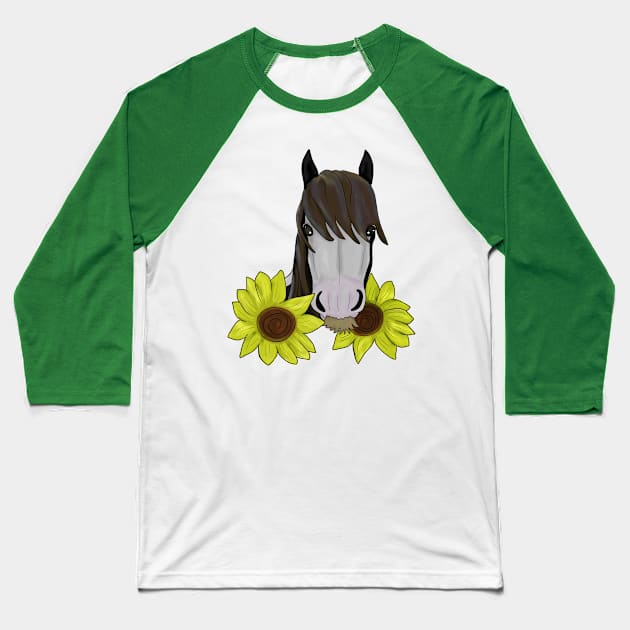 Sunflower horse Baseball T-Shirt by Antiope